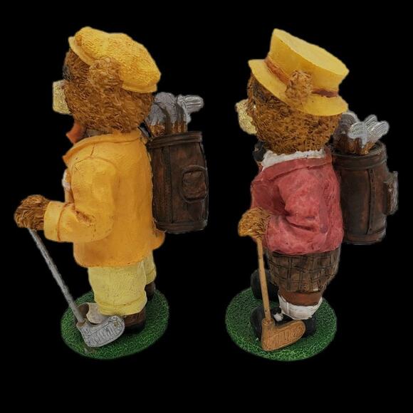 Two LOI Distributing 5 1/2" Paper Mache Grandpa Golf Figurines Decor Brown Bears - Picture 6 of 8